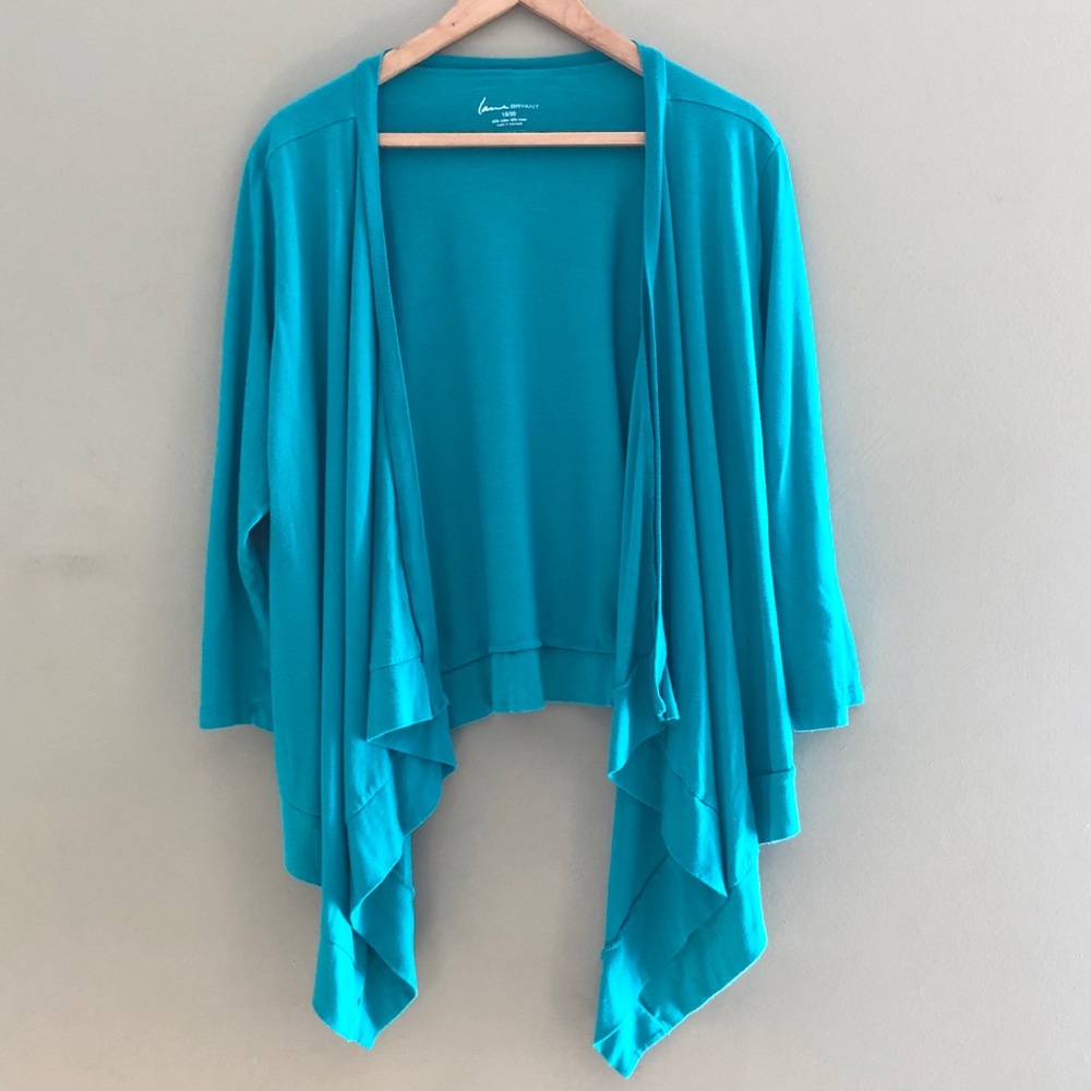 Lane Bryant Cardigan Green Blue Like New Plus Size